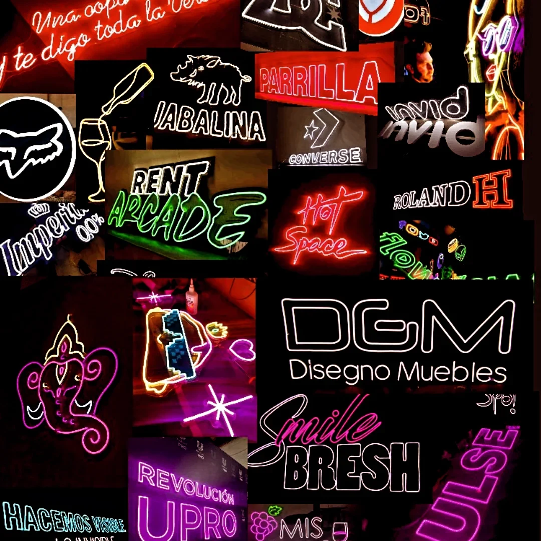 Logos y diseños luminosos realizados por Carteles Copados